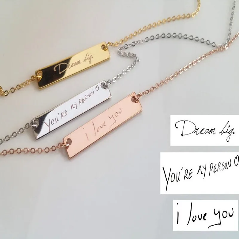 Custom Rose Gold  Actual Handwriting Necklace, Memorial Signature Necklace, Handwriting Necklaces Mother's Day Christmas Gift