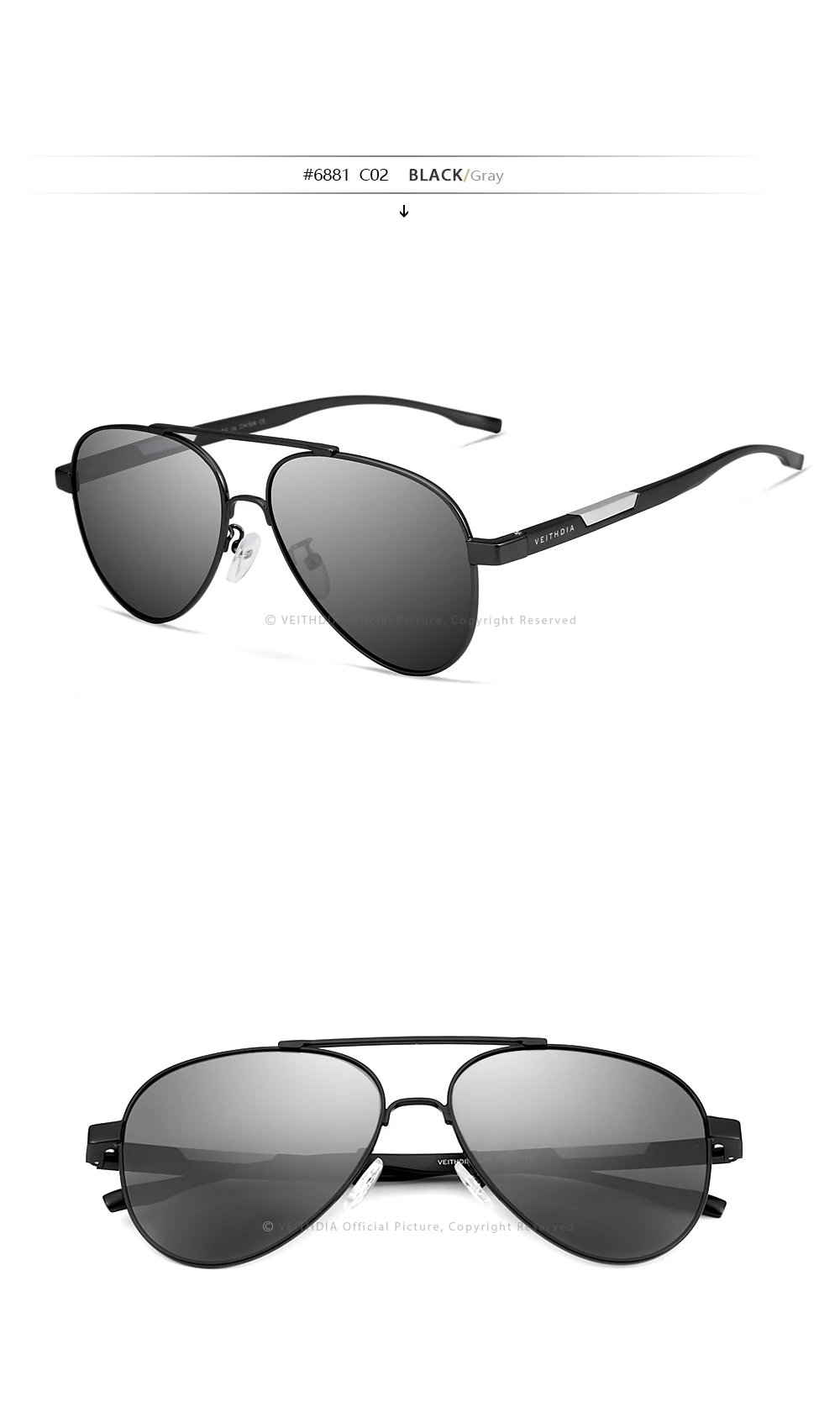 VEITHDIA Männer Sonnenbrille der Aluminium Photochrome Frauen Polarisierte UV400 Objektiv Mode Fahren Outdoor Brillen Männlichen Sonnenbrille 6699 – Detail 18