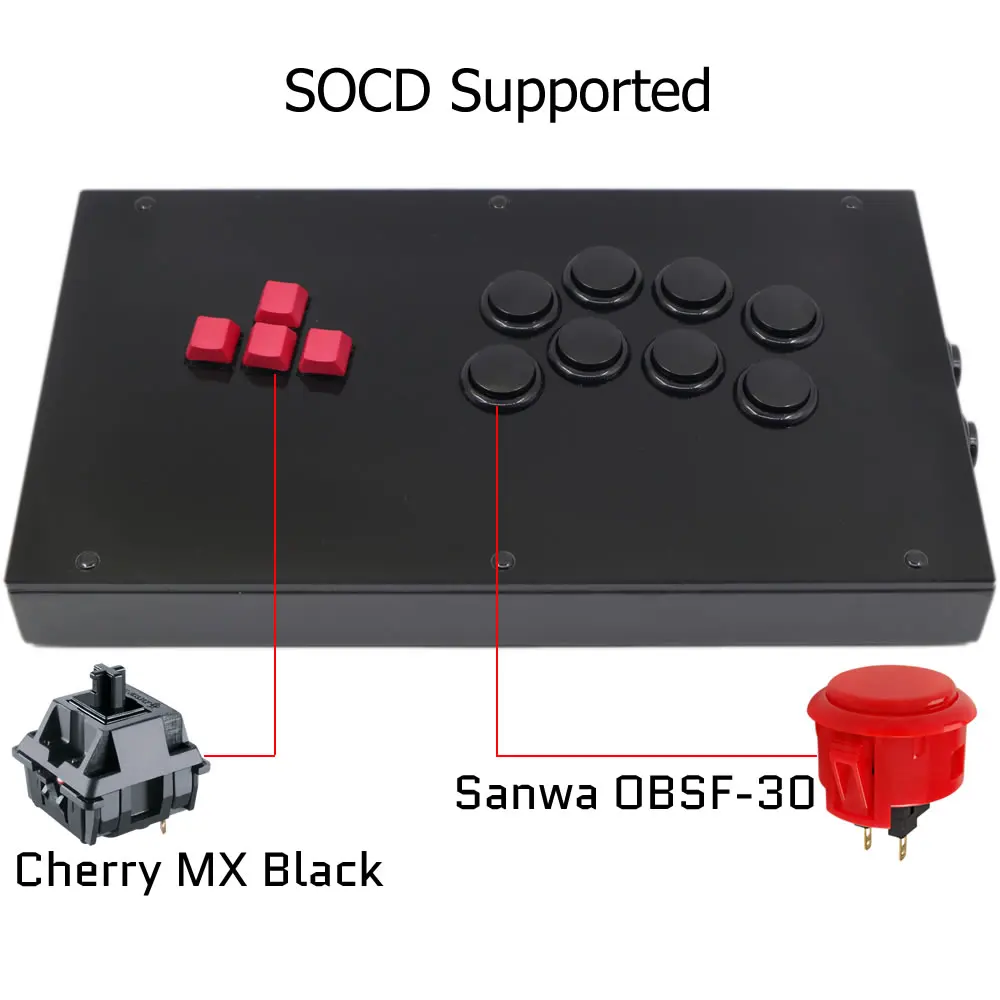 

RAC-J800K Keyboard Buttons Arcade Joystick Fight Stick For PS5/PS4/PS3/PC Sanwa OBSF-30 Cherry MX Black