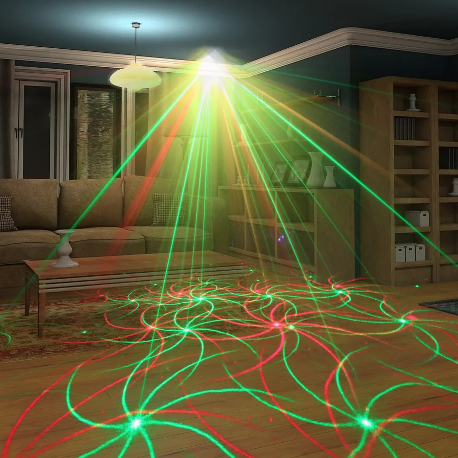 ESHINY-Télécommande R & G Laser 4Patterns Projector, DJ Party Effprotected Light, Dance Chang Bar, Holiday Home, Coffee, Christmas Stage Show, L20N7