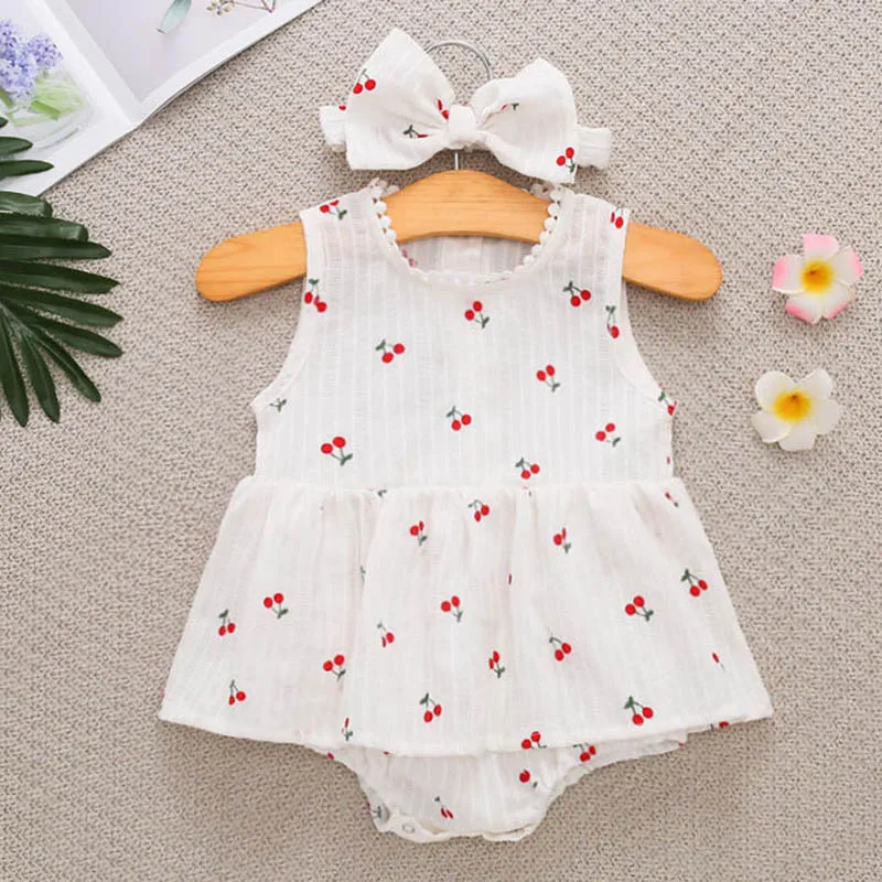 Summer Baby Girls Clothes Toddler Baby Girl Dress Bodysuits Sleeveless Print Infant Baby Girls Cotton Jumpsuit