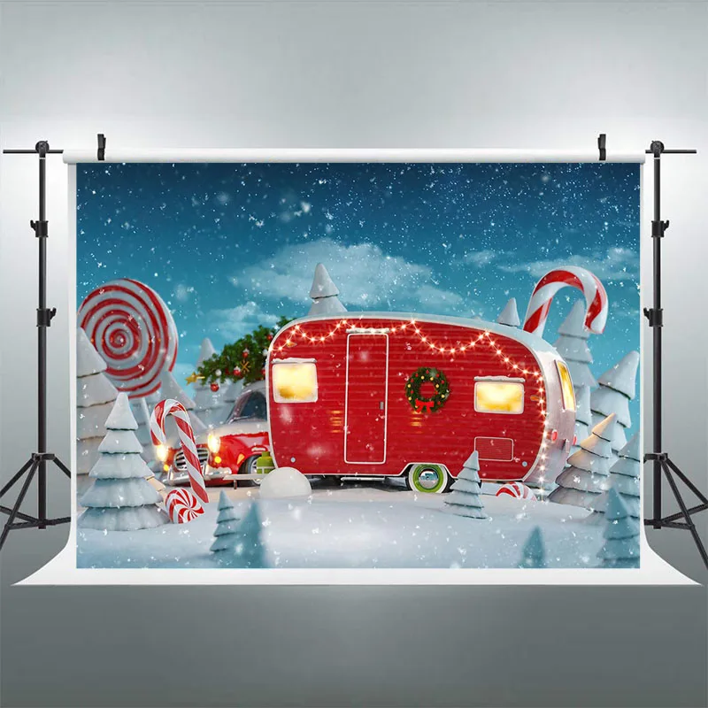 Fondo rojo de Navidad para acampar en invierno, estudio fotográfico, Picnic en nieve, retrato de niños, sesión fotográfica, accesorios de fotografía familiar, fondo de cabina de estudio