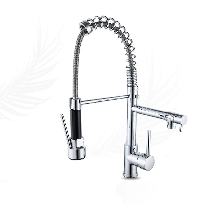 

MTTUZK Brass Kitchen Faucet 360 ronating Sink Tap cold and hot Kitchen Mixer Tap Double Outlet Spring Faucet