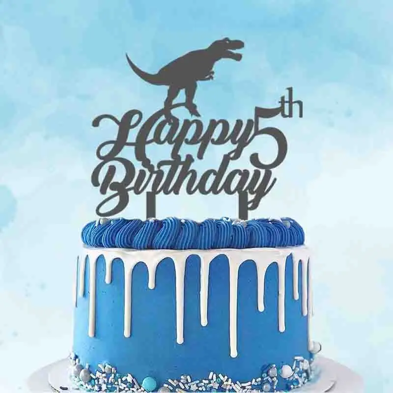 Personalized Dinosaur Cake Topper Custom Age Cartoon Dinosaur For Kids Birthday Party Cake Decoration Topper YC025