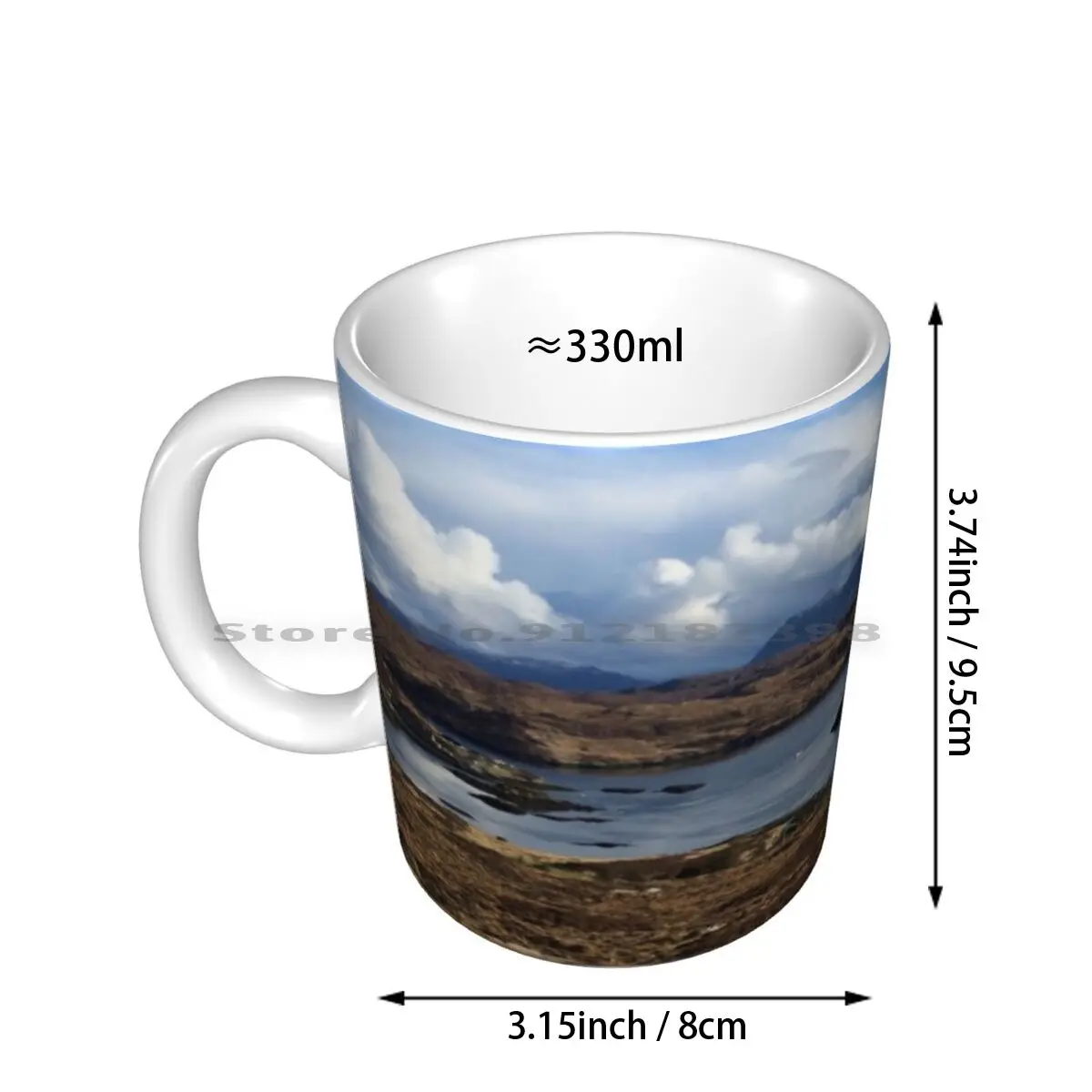 Scottish Highlands Ceramic Mugs Coffee Cups Milk Tea Mug Isle Skye Sky Clouds Blue Bog Peat Lake Wild Pristine Untouched