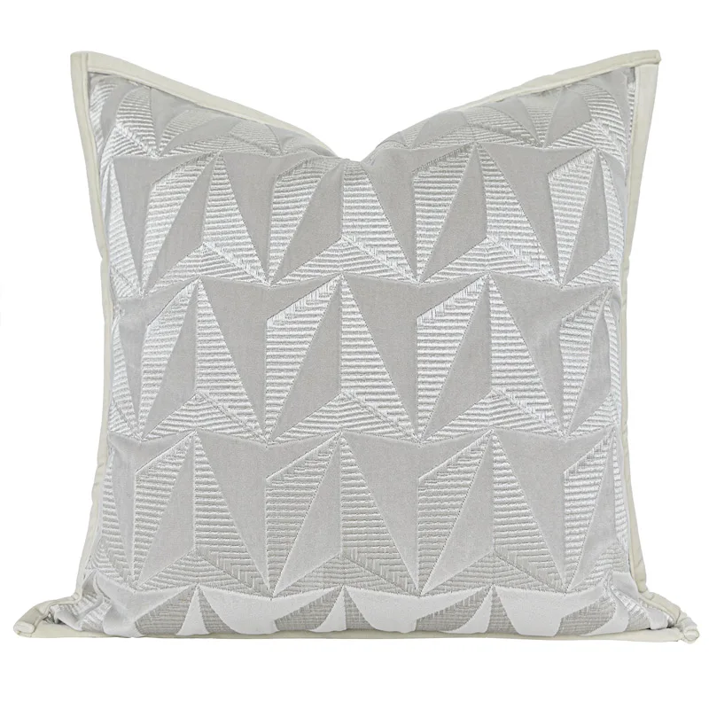 

3D Pillow Cover Ivory Velvet Blend Fabric Geometric Jacquard Artistic Modern Luxury House Decorate Home Sofa Chair Coussin