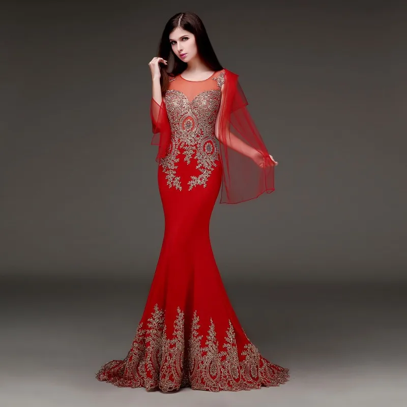 Vestido Formal de noche con cuello transparente, ropa de fiesta árabe con encaje dorado, rojo, negro y Burdeos, a medida, novedad de 2021