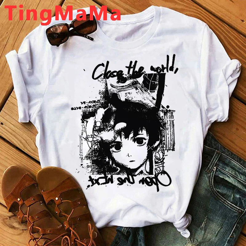 Hot Japanese Anime Serial Experiments Lain T Shirt Men Kawaii Harajuku Manga Graphic Tees Unisex Tops Cartoon T-shirts Male