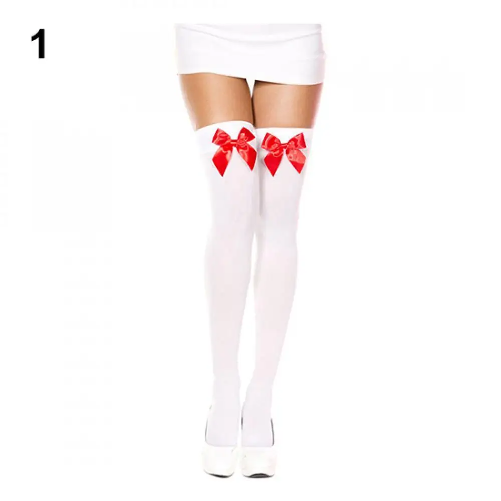 80% Hot Sale Sexy Girls Student Socks Stretch Lace Bow Thigh High Socks Fashion Sexy Stockings Women Over Knee Long Knee Socks