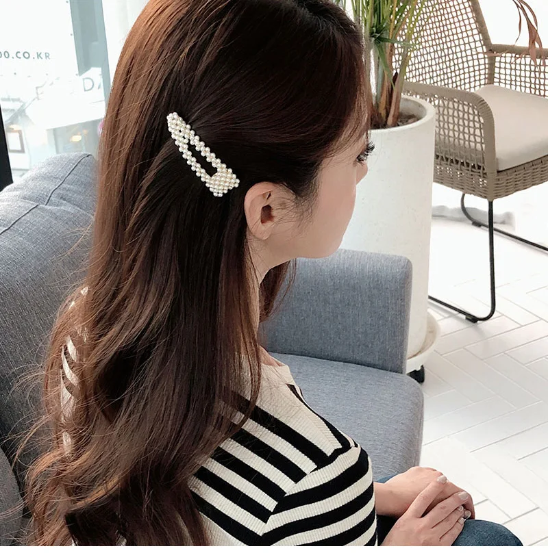 Horquillas de perlas de imitación de plástico para mujer, pinzas para el pelo, accesorios para niña, pasadores para el pelo, tocado, tocado