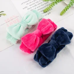 Solid Color Soft Skin Care Comfortable Coral Fleece Big Girl Sports Bath Make Up Facial Bow Knot Velvet Gym Lady Headbands