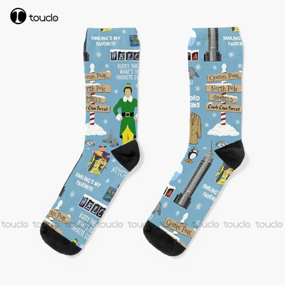 Buddy The Elf Collage Socks White High Socks Personalized Custom Unisex Adult Teen Youth Socks 360° Digital Print Christmas Gift