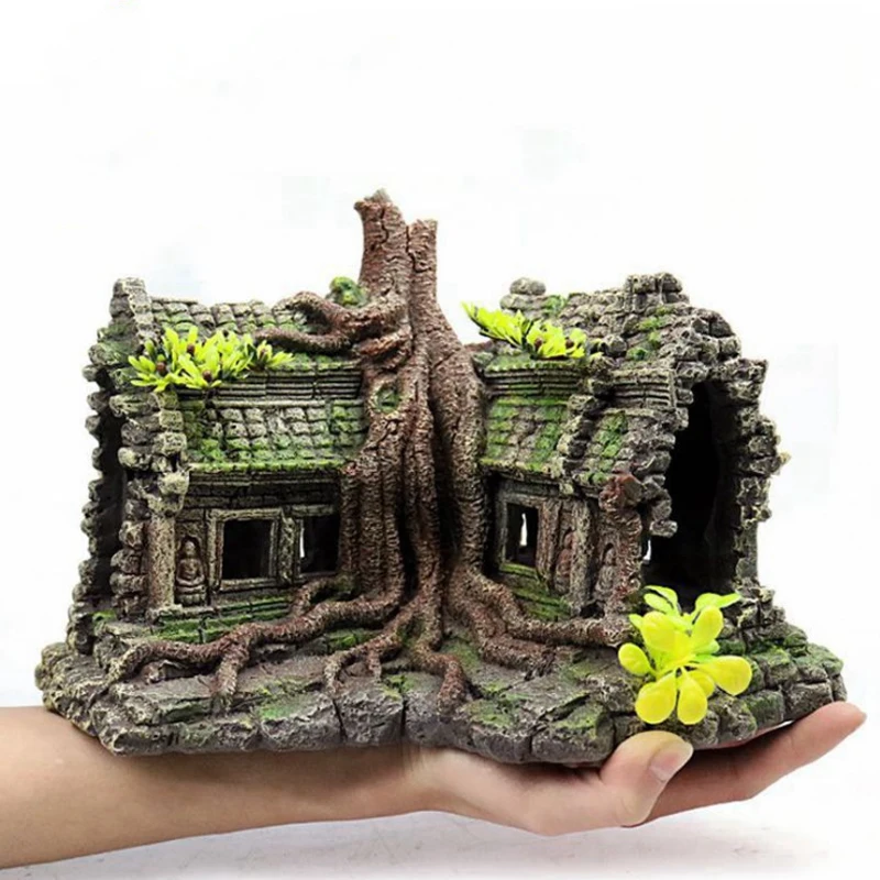 Fish Tank Aquarium Accessories Resin Tree House Wooden House Aquarium Beautification Fish Tank Decoration Crafts Pet Supplies