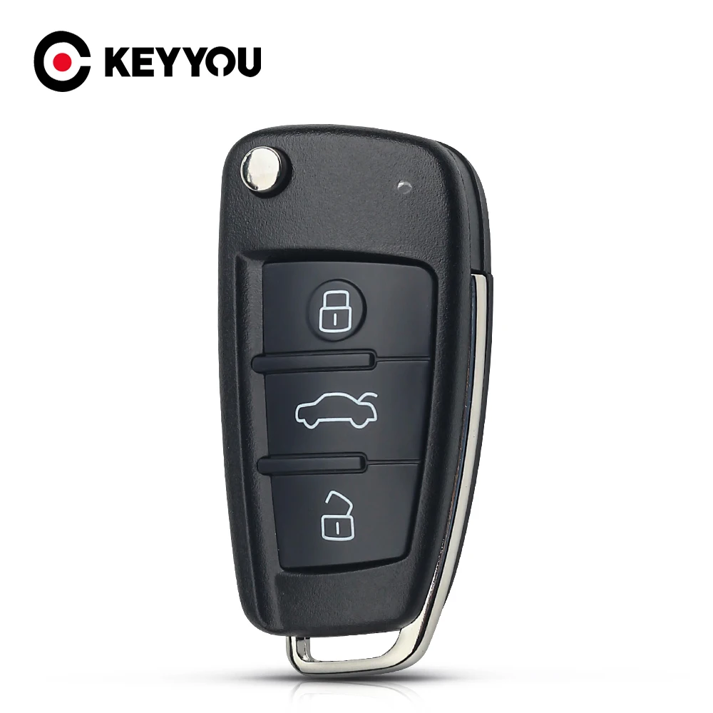 Dandkey Remote Replacement Car Key Shell Case Uncut Blade For A udi A2 A3 A4 A6 A6L A8 Q7 TT Flip Folding 3 Buttons Key Cover