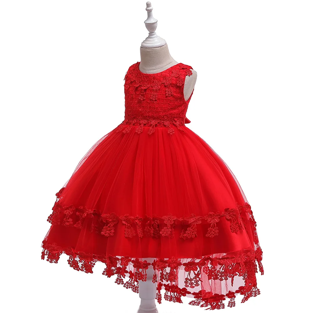 Vestido de princesa bordado de encaje para niña, fiesta de cumpleaños de flores para esmoquin, boda, novedad de 2021