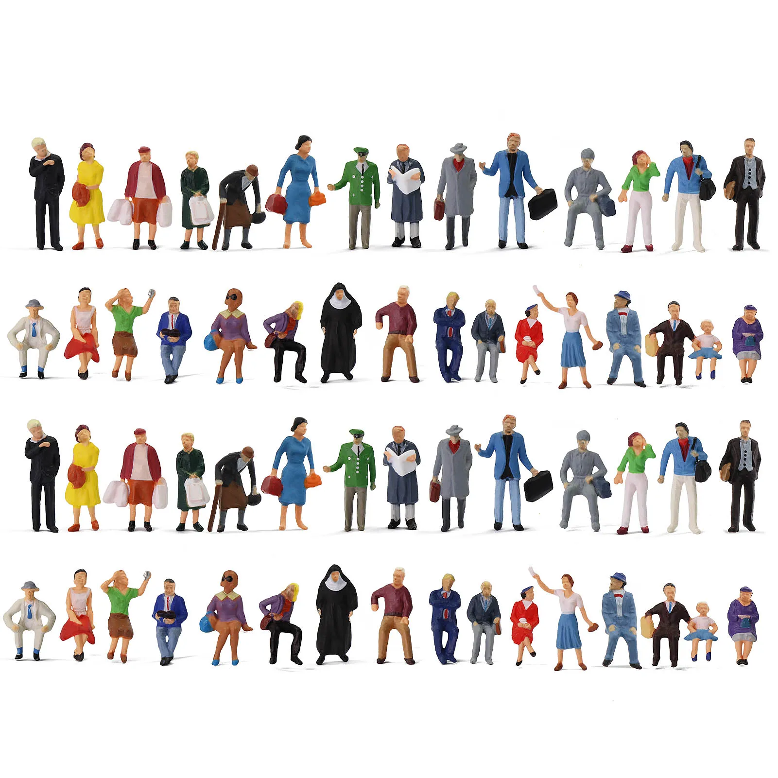 60pcs HO Scale 1:87 Standing Seated People Figures Passengers Model Railway P8721