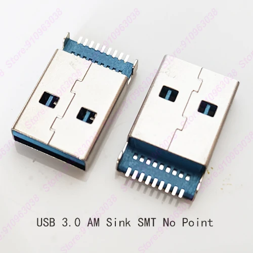 5PCS USB 3.0 A Type Male Connector High-speed Data Transmission USB 3.0 Jack Charging Socket Sink SMT