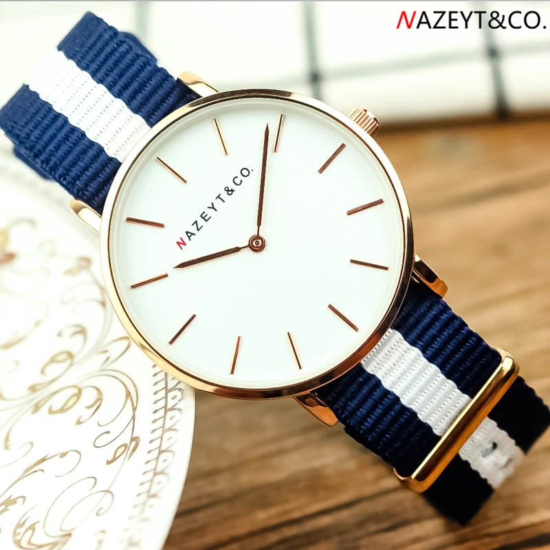 new arrived women fashion Ultrathin Daniel type quartz wristwatch 36mm casual and simple dial student nylon dress watch