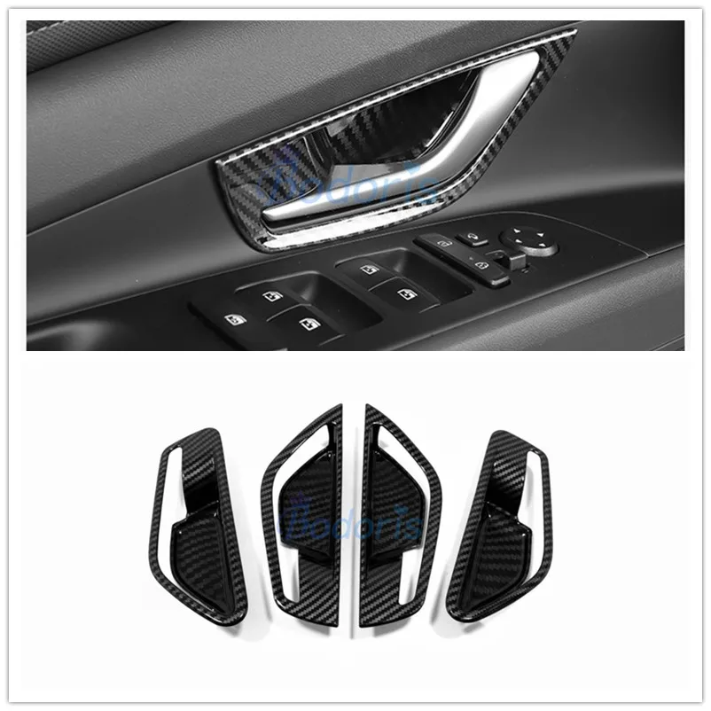 Carbon Fiber Look Interior Door Handle Bowl Grab Holder Moulding Panel For Hyundai Elantra CN7 2020 2021 Auto Accessories