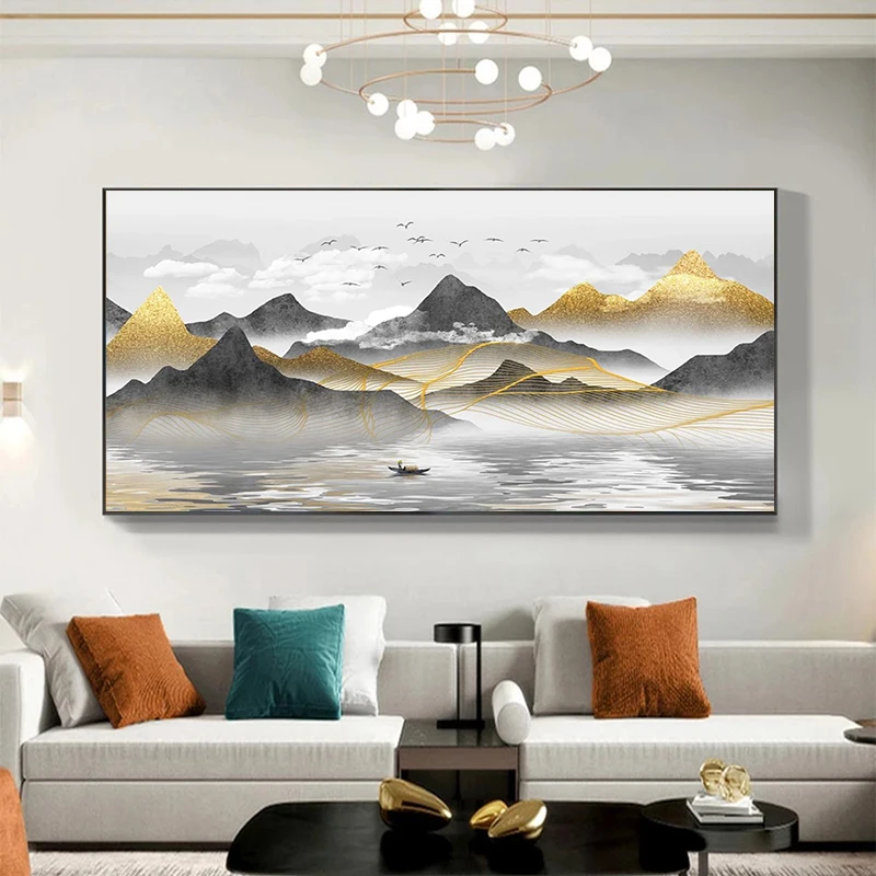 Abstract Art Chinese Style Landscape Painting Wall Art Pictures Canvas Painting Quadro Living Room Home Decorative Paintings