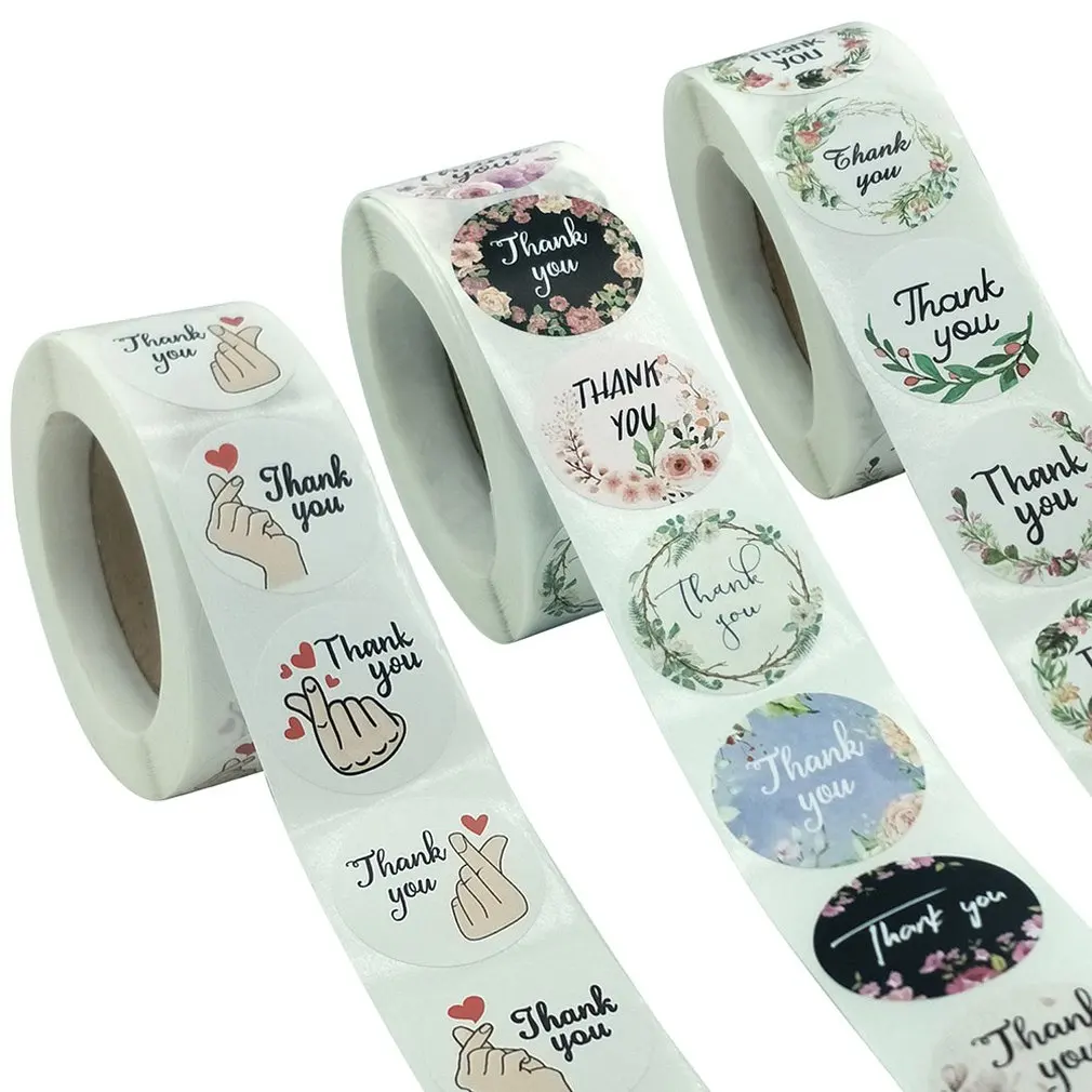 500Pcs/ม้วน Mailing อุปกรณ์สำหรับของขวัญม้วนดอกไม้สติกเกอร์ทองแดง Self-Adhesive ตกแต่งรอบสติกเกอร์