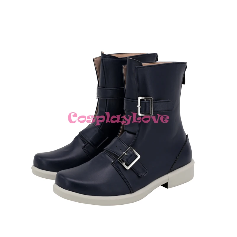 Persona 3 Yuuki Makoto Black Cosplay Shoes Long Boots Leather