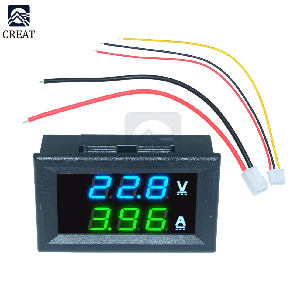 

DC 100V 10A Digital Mini Voltmeter Ammeter Panel Voltage Volt Current Meter Tester Dual LED Display Amp Blue Green