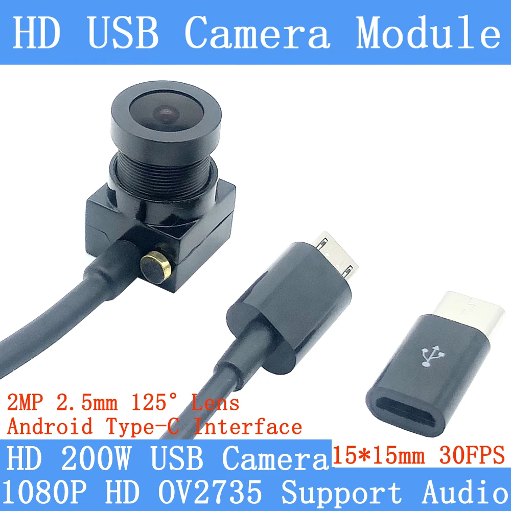 

Full HD 1080P Android Type-C OTG 30FPS High Speed USB Camera 2.0MP 125° Wide Angle Mini CCTV Webcam Support Audio