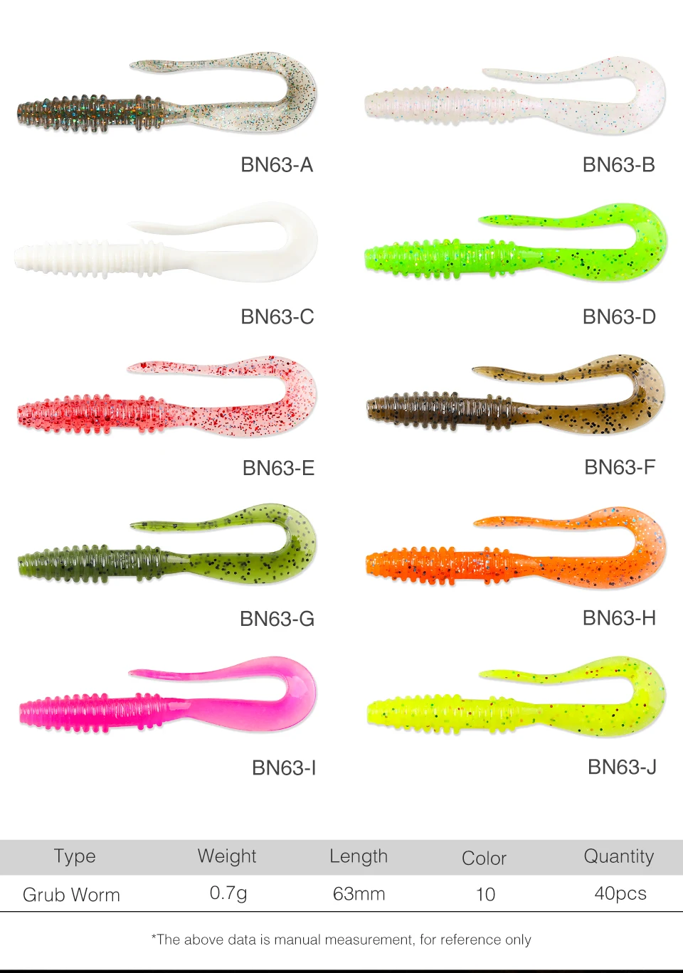 TSURINOYA Angelköder Grub 63 mm 0,7 g 40 Stück Light Game Ajing Künstlicher weicher Köder BOUNDEN Bass Fügen Sie Garnelensalz hinzu Silikon Swimbait – Detail 4