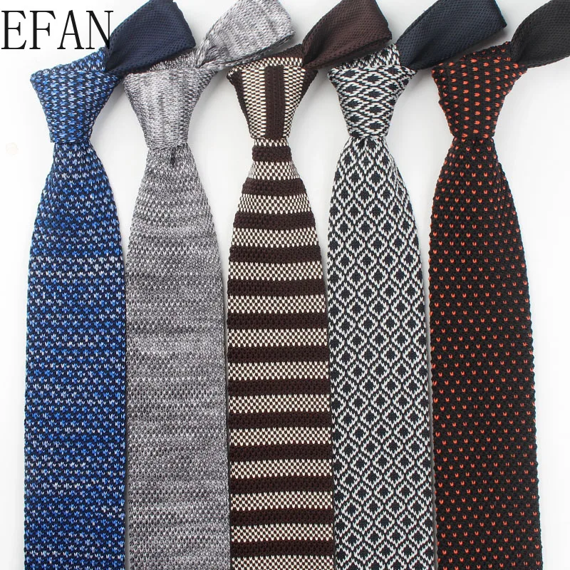 6Cm Nieuwe Gebreide Knit Leisure Driehoek Gestreepte Banden Normale Scherpe Hoek Dassen Mannen Classic Woven Designer Das