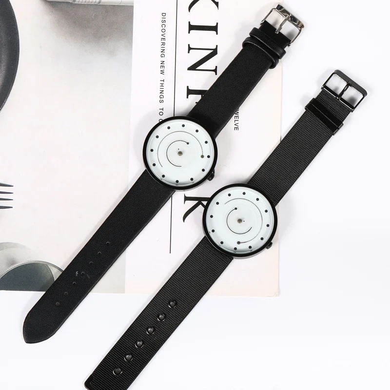 The Round Creative Minimalist Women Ultra Thin Watches Leather&Steel Band Fashion Simple Design Quartz Watch Relogio Feminina