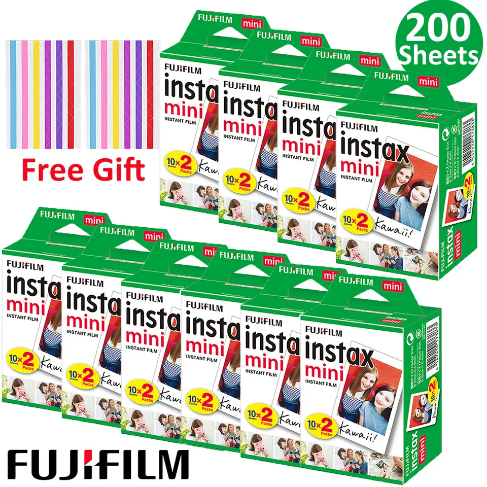 20-100 ورقة من أفلام Fuji Fujifilm Instax Mini 11 بحواف بيضاء، أوراق صور فورية 10-200 قطعة لكاميرات Mini 12 و9 و8 و7s و25 و50s