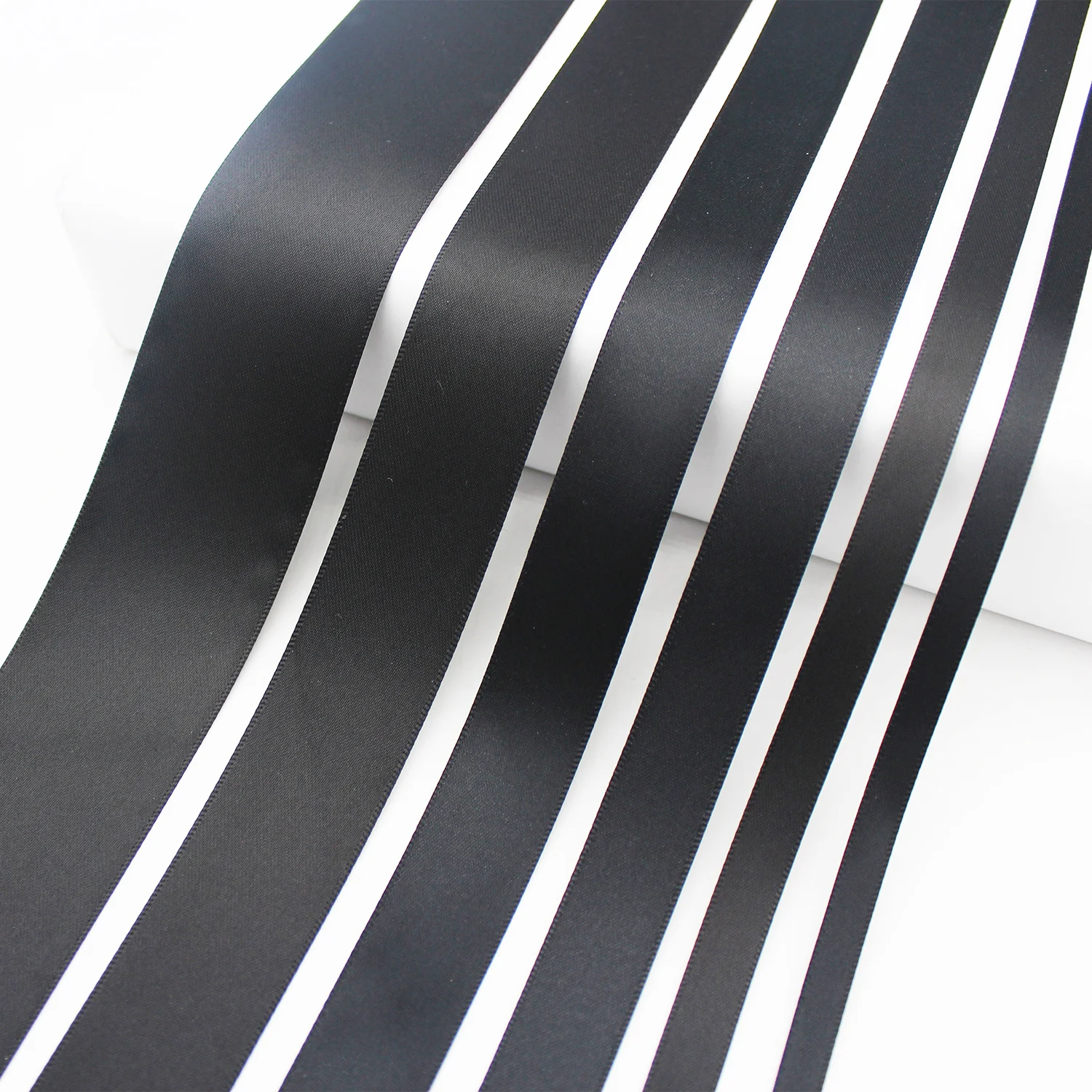 5 Meter/Lot Black Satin Ribbon ECO-Friendly Tape Double Face Fabric Trims DIY Wrapped Gift Packages 6mm 9mm 16mm 25mm 38mm