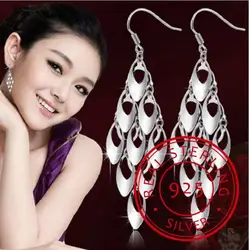 925 Sterling Silver Brand Fashion Exaggerated Peacock Tail Long Tassel Dangle Earrings For Women oorbellen S-E169