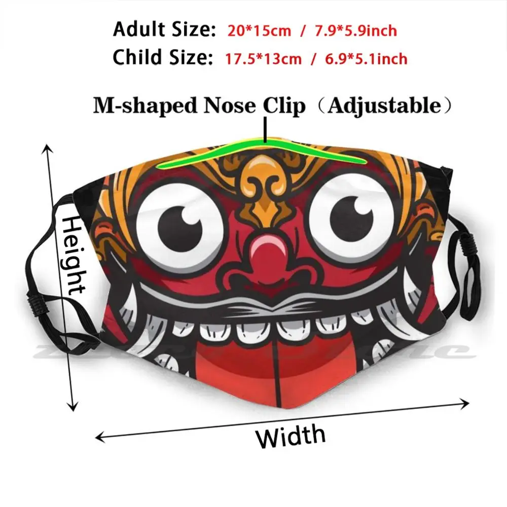 Barong Indonesia Budaya Masker Kain Dicuci DIY Filter Pm2.5 Dewasa Anak-anak Indonesia Tradisional Bali Barong Budaya Bali