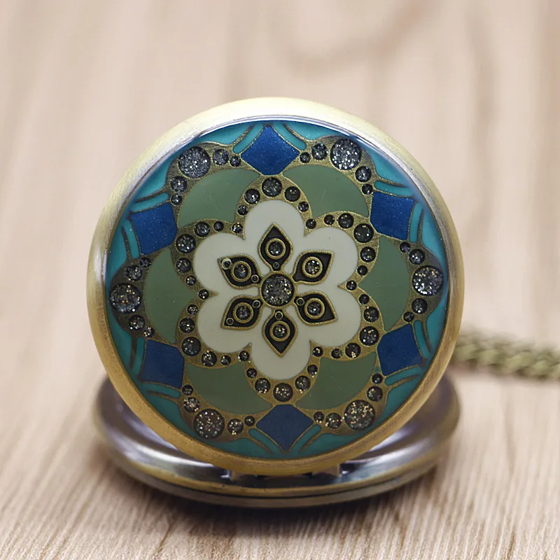 New Fashion Vintage elegante ceramica fiori antico orologio da tasca al quarzo collana pendente orologio uomo e donna regalo relogio