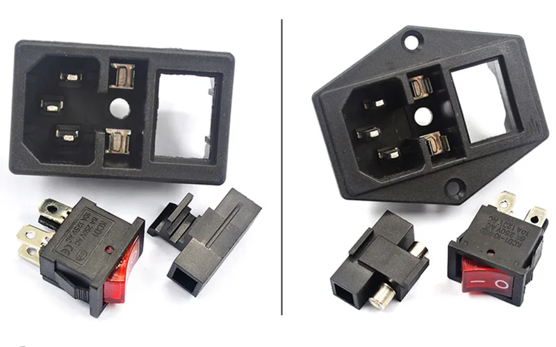 3 Pin IEC320 C14 C15 Steckdose LED 250 V Wippschalter Messing 10A Sicherung Weiblich Männlich Einlass Stecker Pin stecker Computer Halterung – Detail 2