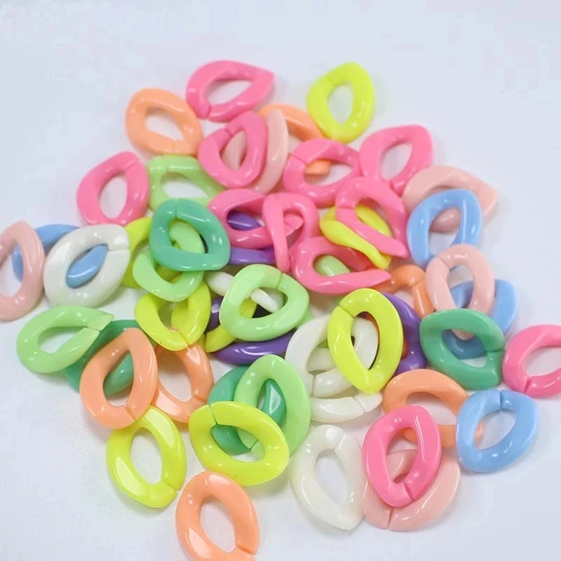 100pcs/lot Detachable Plastic colored buckle beads DIY Handbag Key Strap Necklace Accessories Acrylic Chain 17*23cm N204