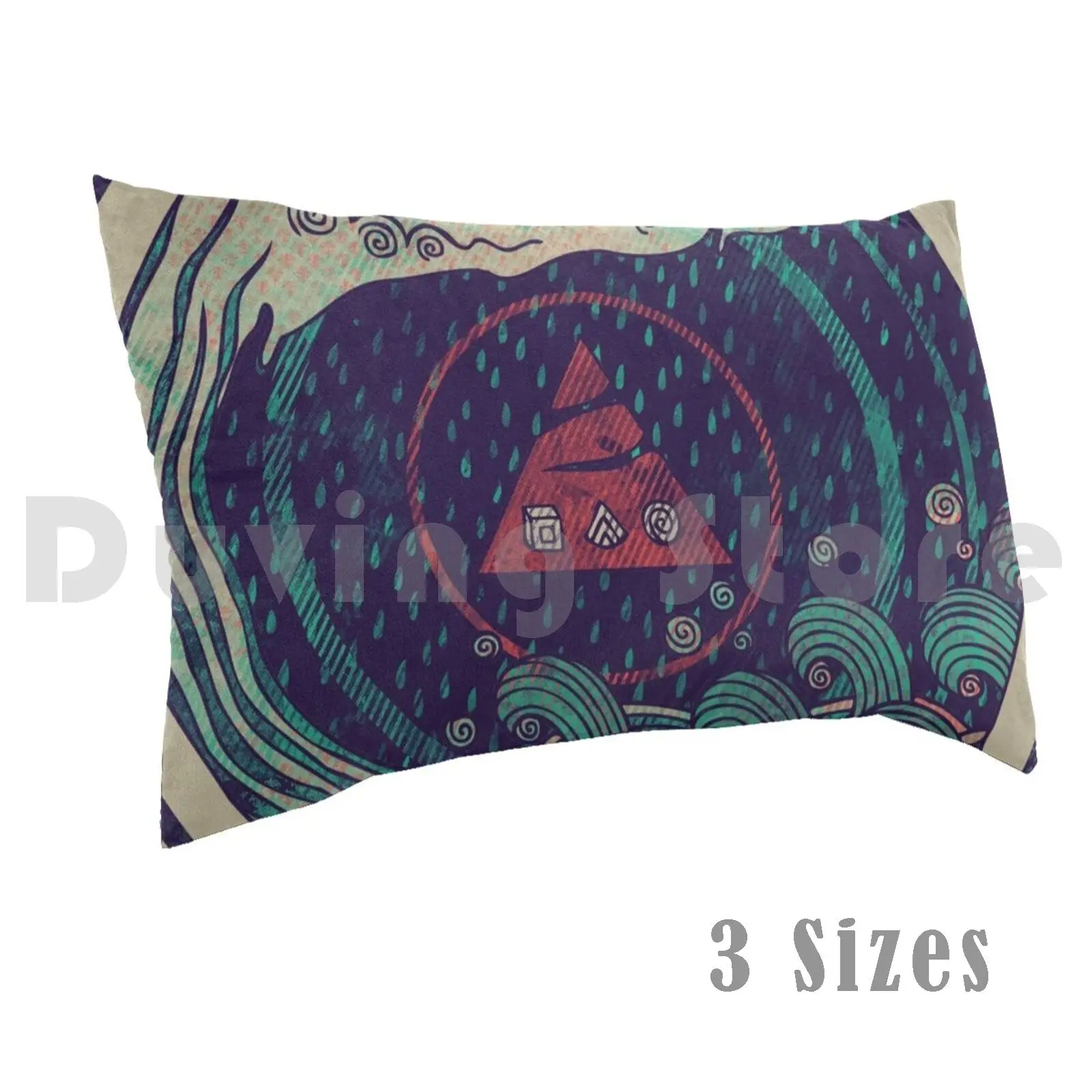 Water Pillow Case Printed 50x75 Water Cycle Matter States Waves Sea Ocean Rain Sun Clouds Abstract