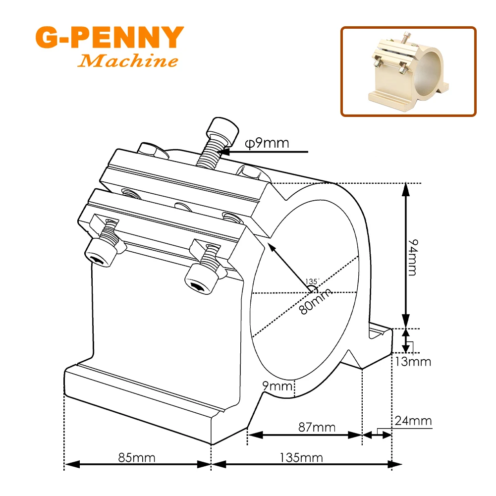 NEW Spindle Bracket 65mm 80mm aluminum clamping amount bracket for CNC Woodworking Spindle high precision not easy to deform