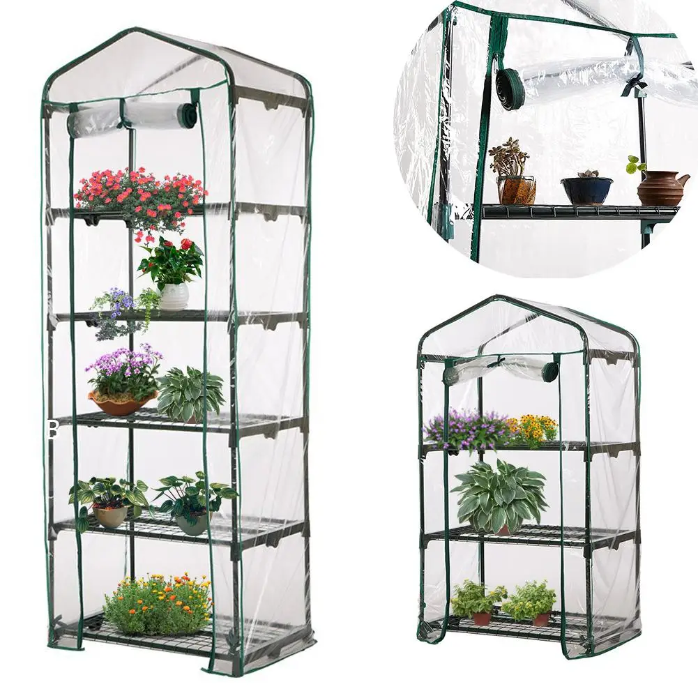 Pvc Warm Tuin Huishoudelijke Plant Kas Cover Waterdichte Bescherm Tuin Planten Bloemen 3/4/5 Tier (Zonder Ijzer Stand)