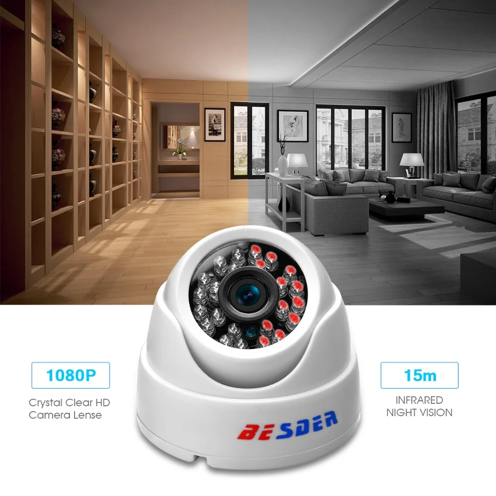 Besder 1080P 960P Groothoek Ip Camera P2P Rtsp Bewegingsdetectie E-mail Xmeye Dc 12V Poe 48V Indoor Cctv Security Camera