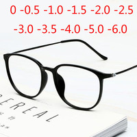 Ultralight Carbon Steel Glasses Super Big Nerd Frame Decorative Anti Blue Light Myopia Eyeglasses -0.5 -1.0 -1.5 -2.0 To -6.0