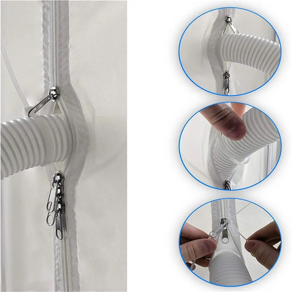 Air Lock Sliding Door Window Seal Cloth Hot Air Stop Waterproof Air Exchange Guards With Zipper AC Window Home Sealing Cloth