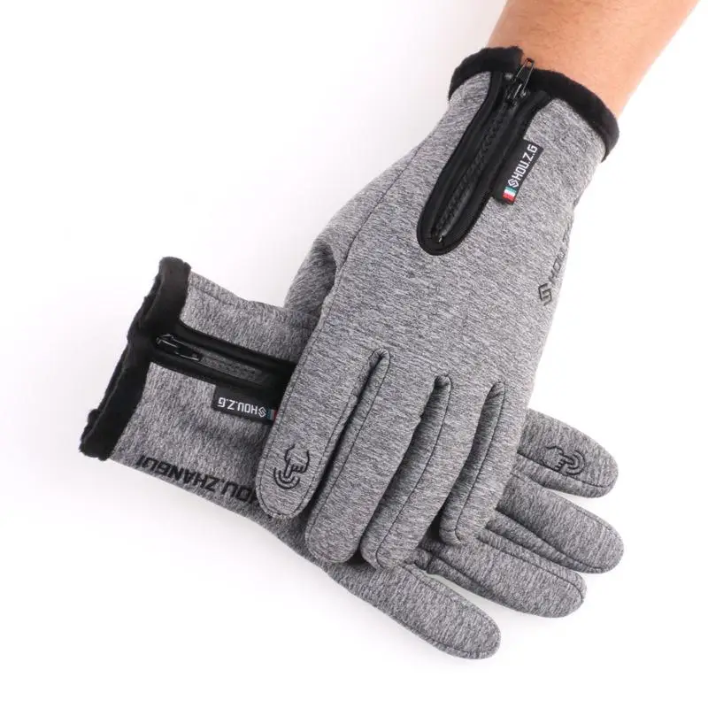 Winter New Men and Women Full Finger Waterproof Touch Screen Gloves Plus Velvet Warm Gloves Outdoor Sports Cycling Gloves