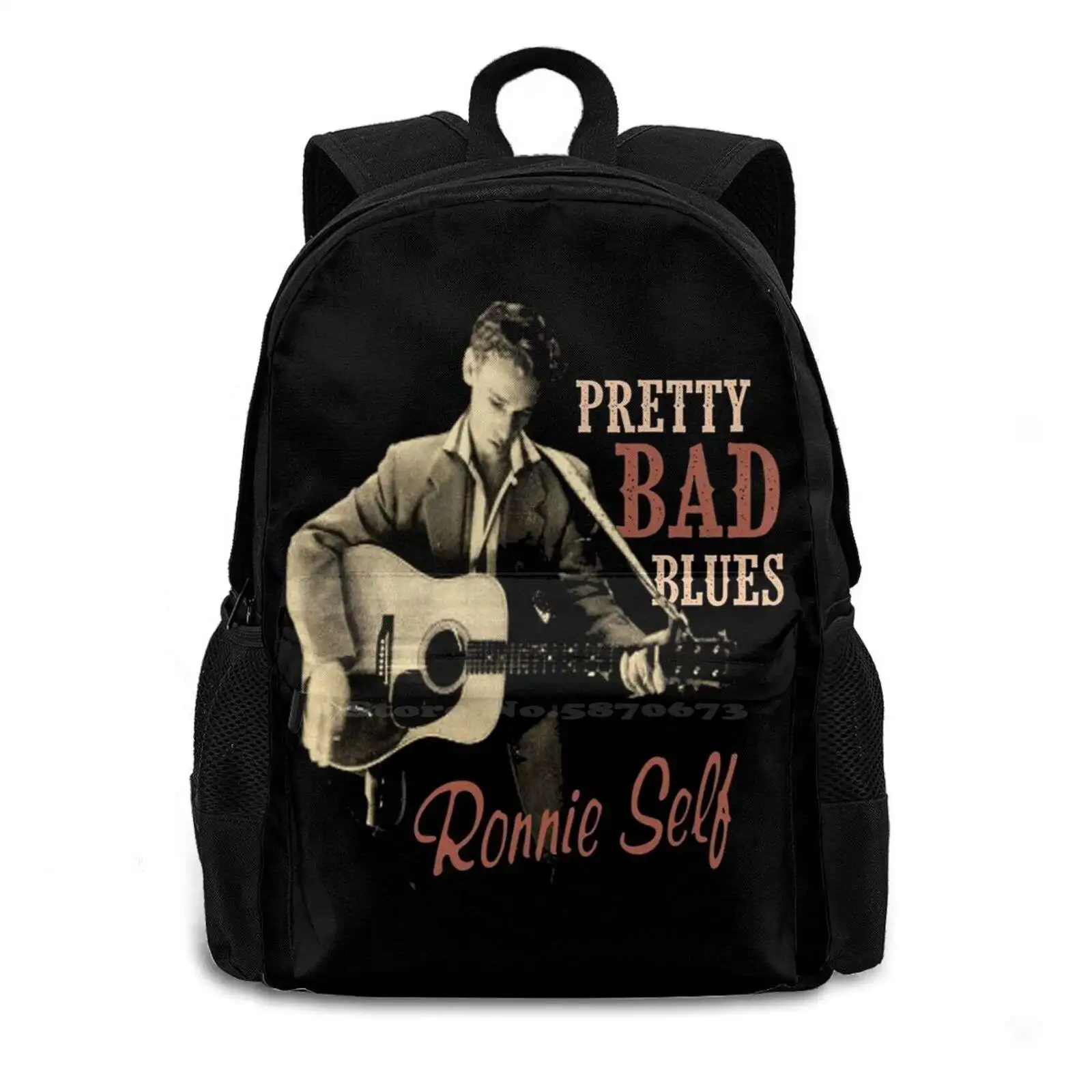 Ronnie Self School Bag Big Capacity Backpack Laptop 15 Inch Teddy Boy Vintage 50s 60s 40s Fifties Sixties Fourties Rockers