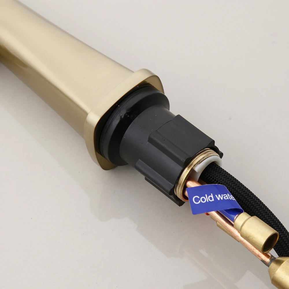 KEMAIDI Brushed Gold Kitchen Faucet Pull Out Kitchen Sink Water Tap Single Handle Mixer 360 Rotation Kitchen Hot Cold Faucets