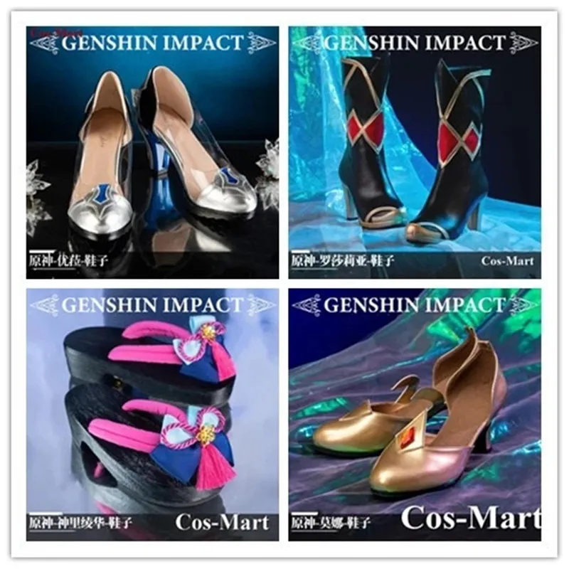 

Game Genshin Impact Eula/Rosaria/Mona/Kamisato Ayaka Shoes Cosplay Fashion Universal Combat High Heels Role Play Used 36-39 Size