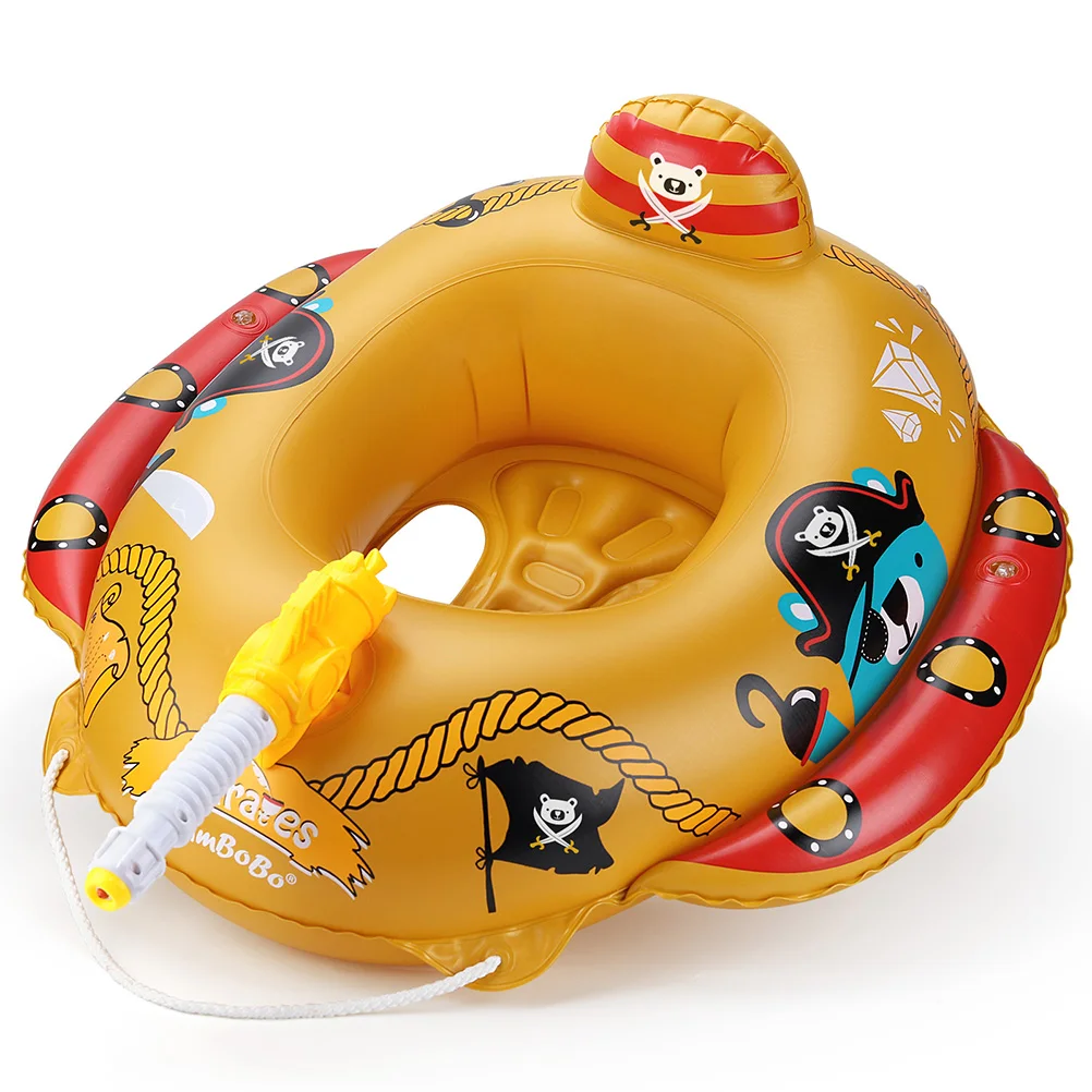 Baby Swimming Pool Float With Water Gun Accessories Swim Ring Inflatable Floating Fun Toys Swim Seat Boat For 3-6Y