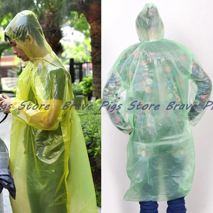 Disposable Raincoat Adult Emergency Waterproof Hood Poncho Travel Camping Must Rain Coat Unisex